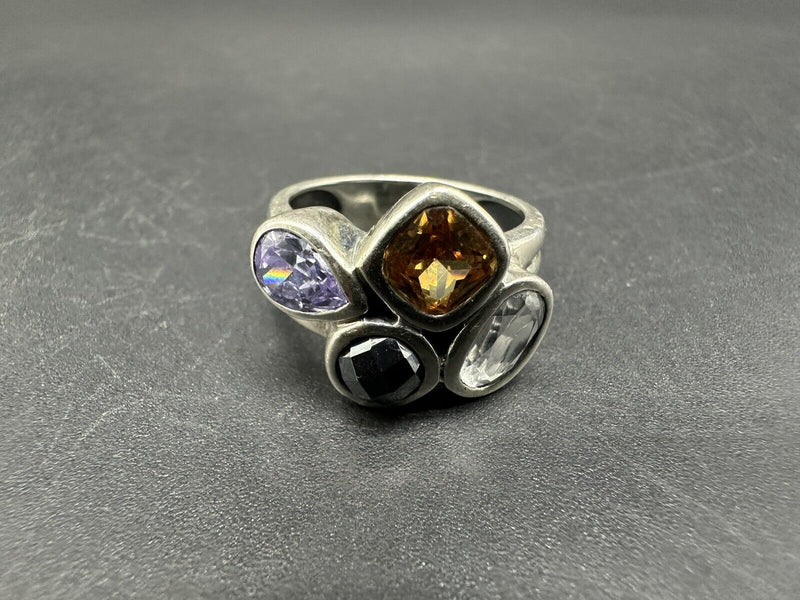 Retired SILPADA Multi Gemstone Ring Sterling Silver Size 7