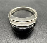 Vintage Unisex Sterling Silver and Black Onyx Art Deco style Ring Sz 8