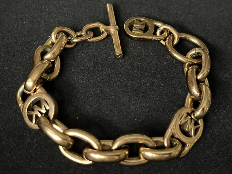 MICHAEL KORS Rose Gold Toggle Chain Bracelet Padlock 6.75”