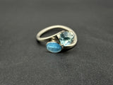 Vintage 925 Sterling Silver Blue Topaz? Stone Band Ring sz 6