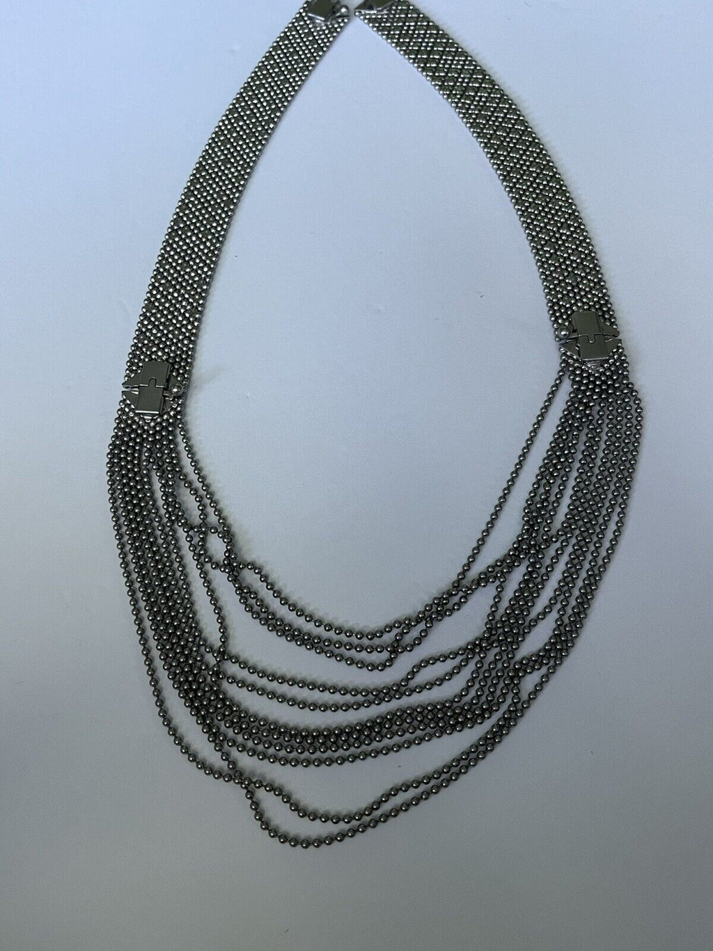 CAbi Villa? Silver Tone Convertible Liquid Metal Mesh Necklace 2 Bracelets 22”