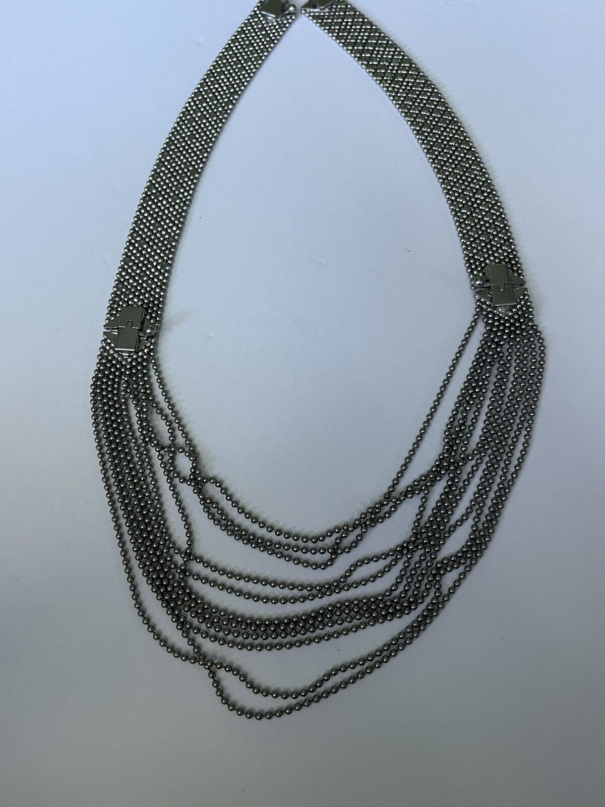 CAbi Villa? Silver Tone Convertible Liquid Metal Mesh Necklace 2 Bracelets 22”