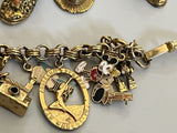 Vintage Gold Tone Charm Statement Bracelets Lot Of 5~ Lots Of Charms!