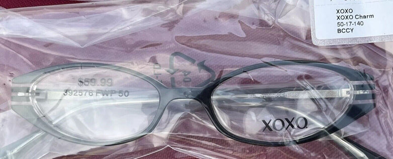 NWOT XOXO Charm Eyeglasses 50-17-140 Black Crystal Frames NB07