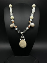 Stone Statement Beaded Necklace Handmade 20”