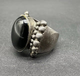 STERLING SILVER BLACK Onyx STONE RING SIZE 7 925 FINE