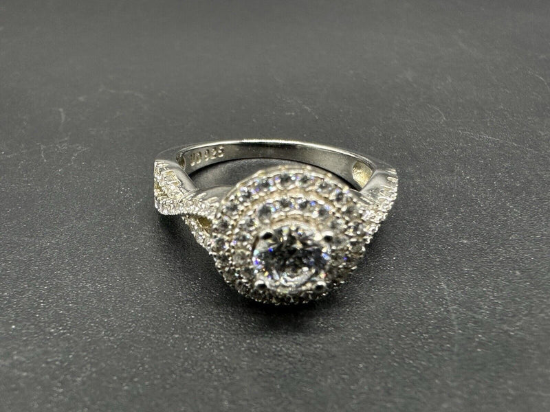 925 STERLING SILVER CZ HALO RING SIZE 6