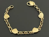 14K Yellow Gold Rolo Link Chain Heart Pendant Bracelet 9.3g