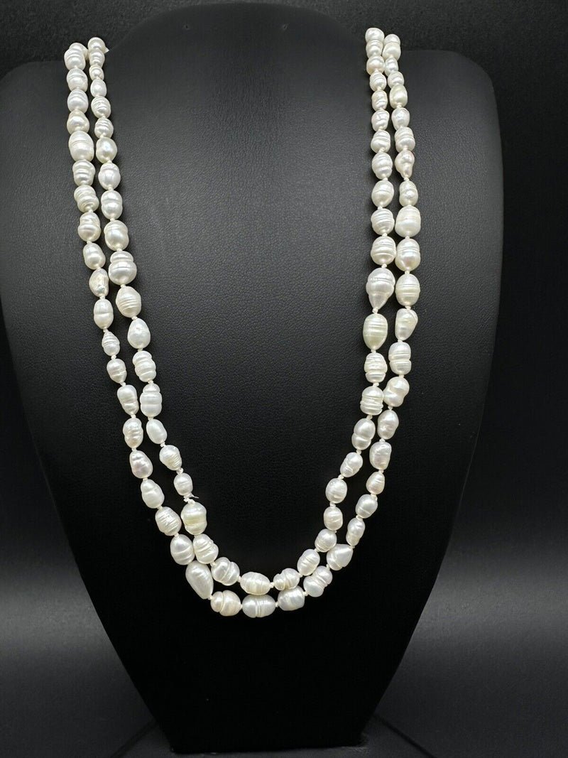 Genuine White Baroque Freshwater Pearl Necklace 20”