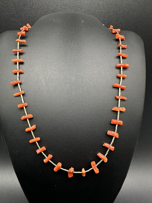 Sterling Silver Coral Necklace 16”