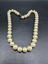 Vintage Faux Pearl Necklace Sterling Silver Clasp -15” Long