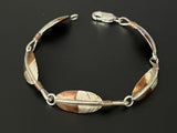 Clemens Handmade Southwest Copper Sterling Silver Panel Link Bracelet 6.5"