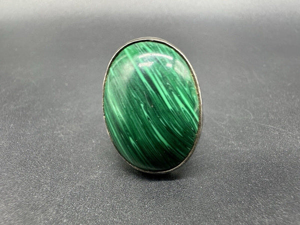 Taxco Mexico STERLING SILVER GREEN MALACHITE RING STONE SZ 6 14Gs