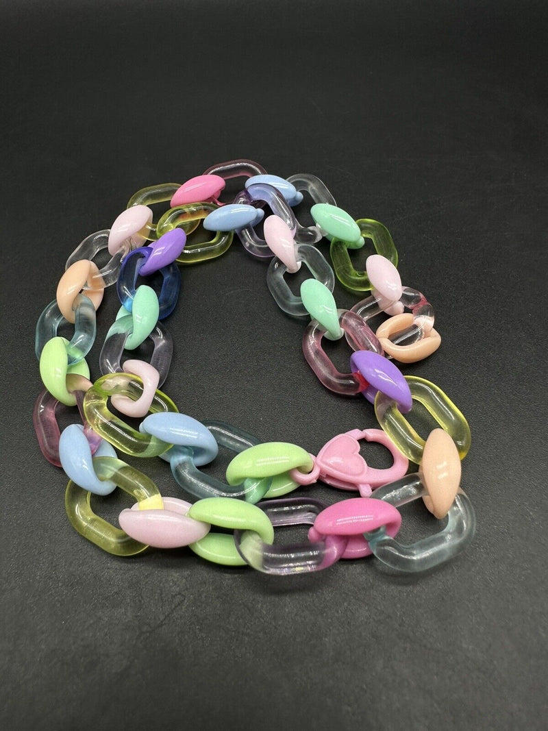 Rainbow Pastel Translucent Acrylic Cable Transparent Chain Link Necklace 18”