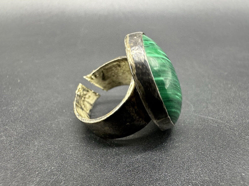 Taxco Mexico STERLING SILVER GREEN MALACHITE RING STONE SZ 6 14Gs