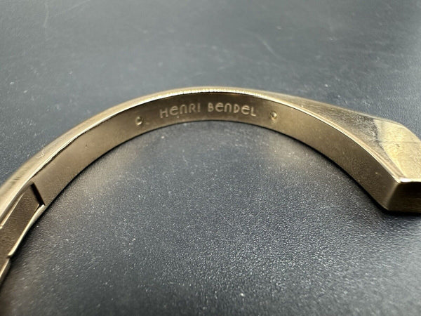 Henri Bendel Riveted Hinged Bangle Bracelet Gold Tone 6”