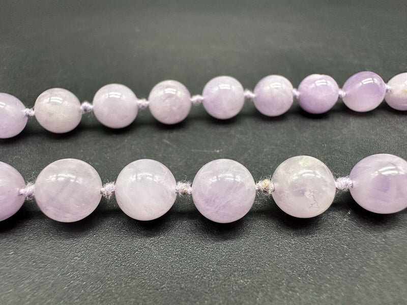 Natural Purple Lavender Amethyst Knotted Gemstone Beaded Necklace 32” Long