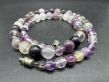 Vtg Amethyst Graduated Quartz 8MM Round Bead Necklace 18”