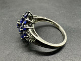 Sterling Silver Blue Sapphire? Cluster Ring Size 7.5 Signed 925