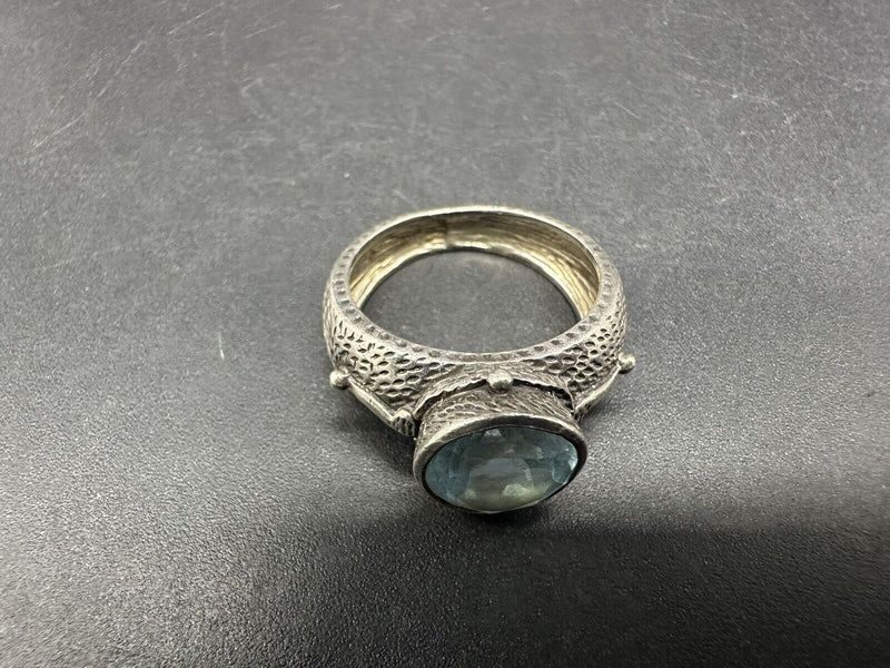 925 Sterling Silver - Blue Topaz Cocktail Ring Sz 9 - 7Gs