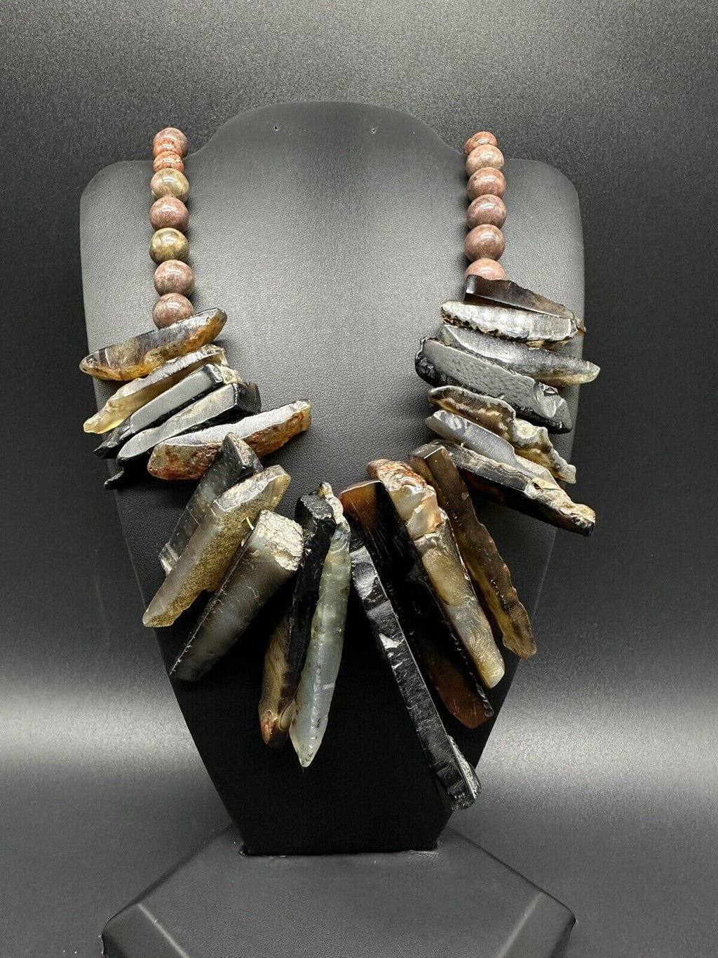 Jasper Agate Statement Necklace 20”