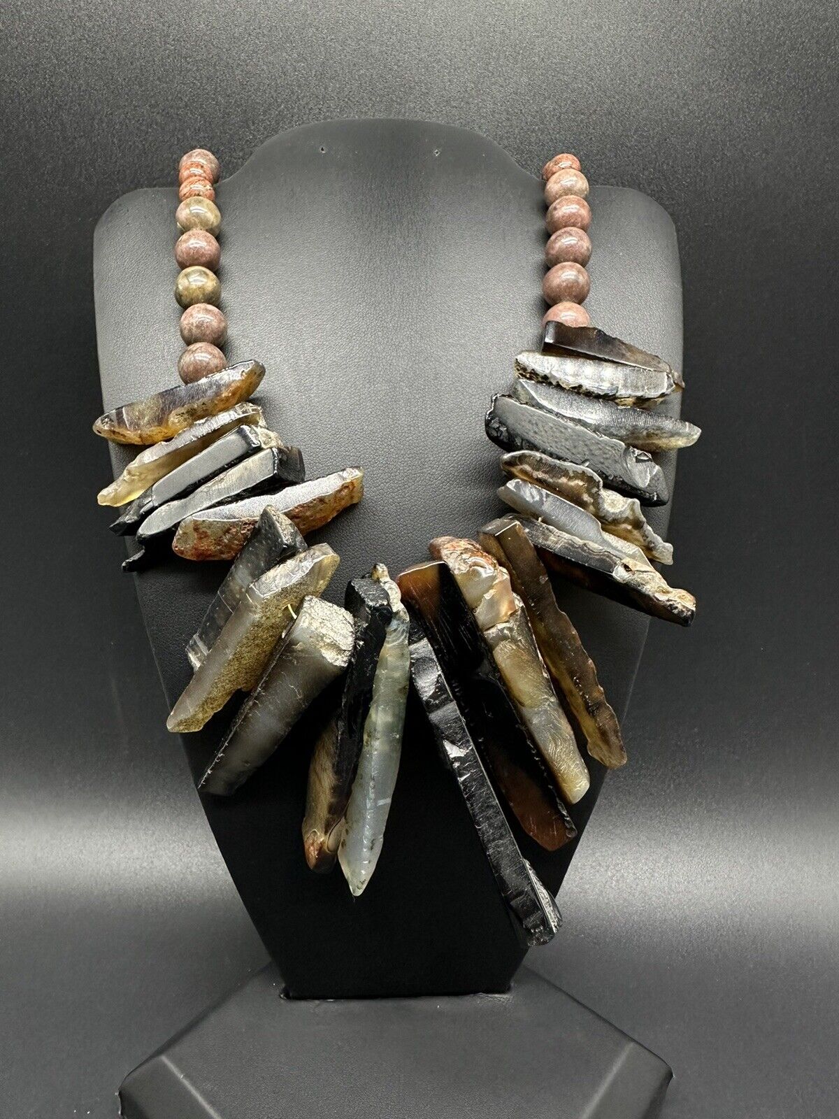 Jasper Agate Statement Necklace 20”