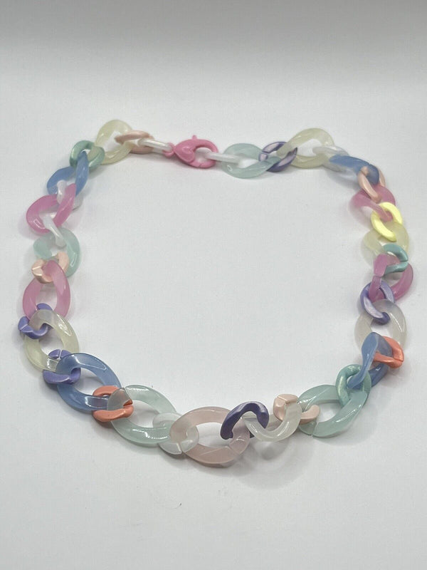 Pastel Acrylic Chain Link Necklace 17”~ 6mm Thick~