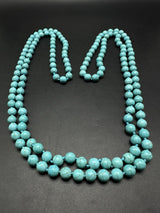 60 Inches 8mm Round Turquoise Stone Long Necklace Woman Jewelry