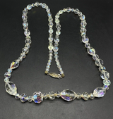 Classic Graduated Aurora Borealis Crystal Necklace 34”  78Gs