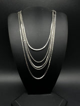 Vintage Signed Crown Trifari 5 Strand Silver Tone Cascading Chain Necklace 16”