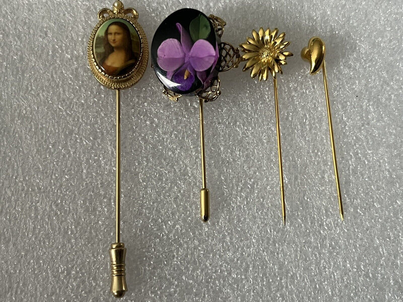 Vintage Monet Trifari Sarah Cov Stick Pins Lot of 4