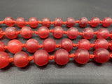 Handmade Red Agate Knotted Bead necklace 60”