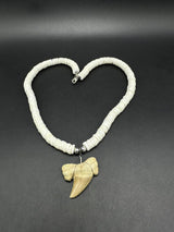 Shark Tooth Pendant Surfer Puka Necklace 17”