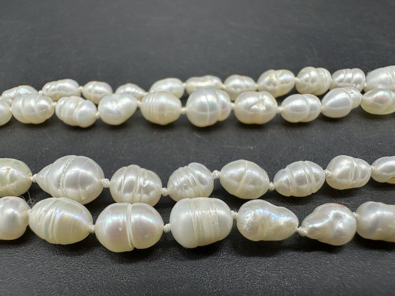 Genuine White Baroque Freshwater Pearl Necklace 20”