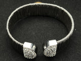 Elegant Pave Center Cuff Flexible Bracelet 7”