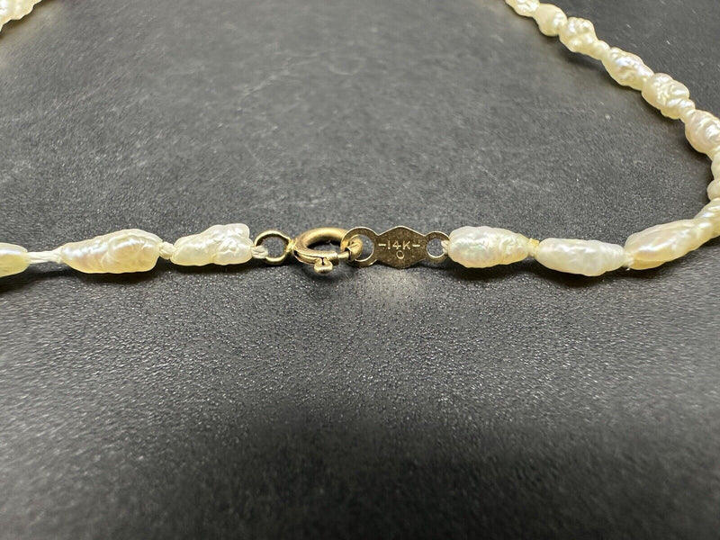 Vintage Genuine Seed Pearls Garnet Necklace 16”