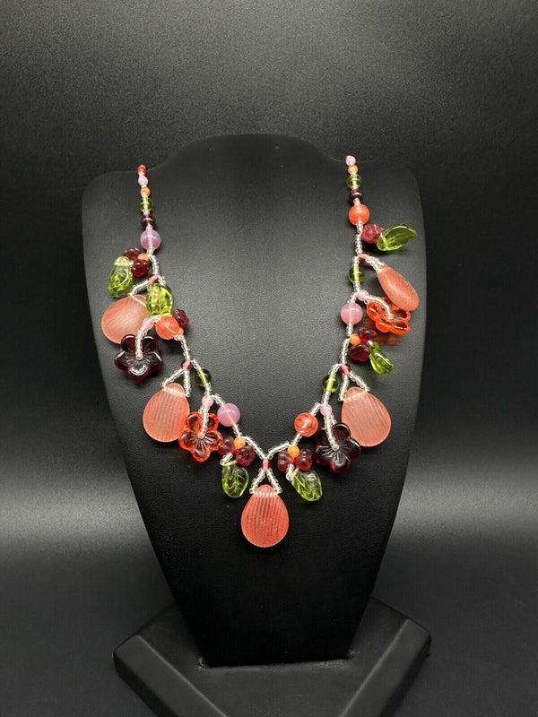 Unique Fruit Necklace Glass Agate Red 20”