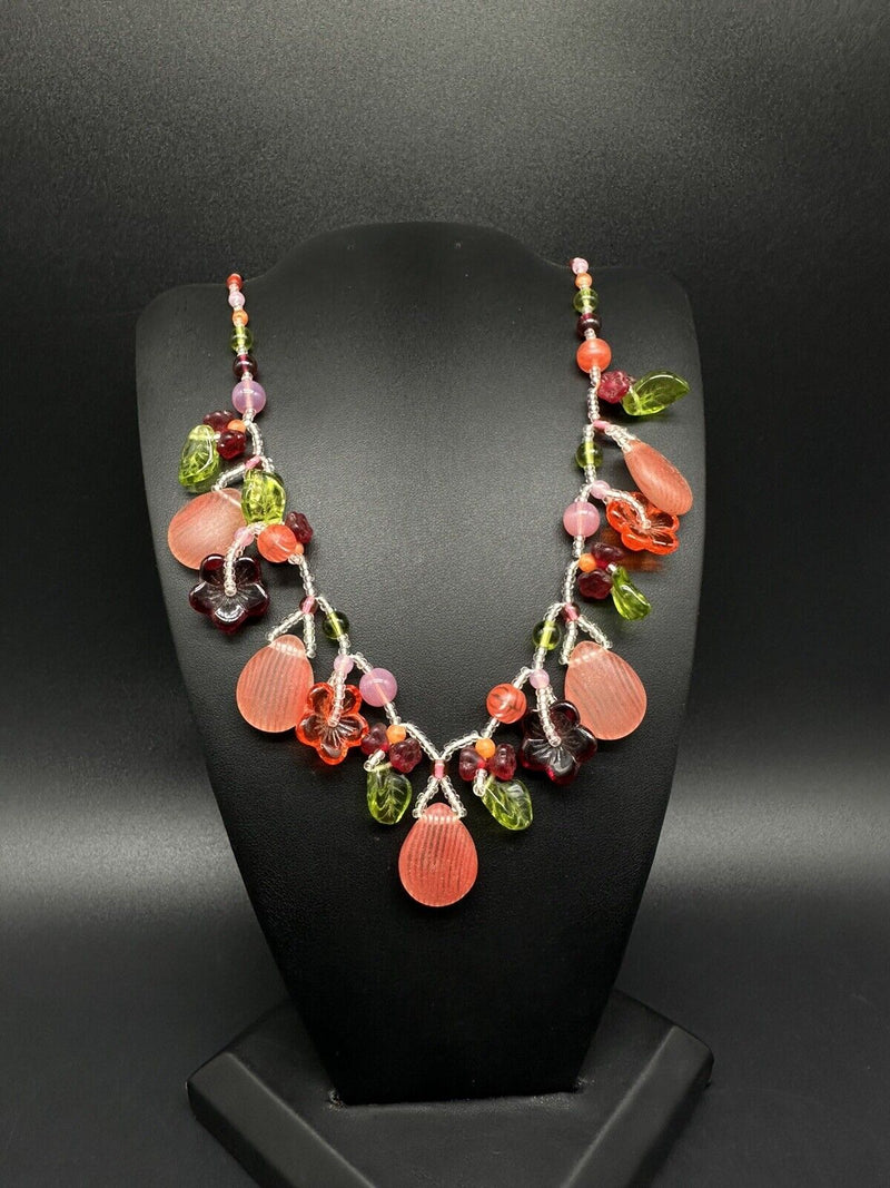 Unique Fruit Necklace Glass Agate Red 20”