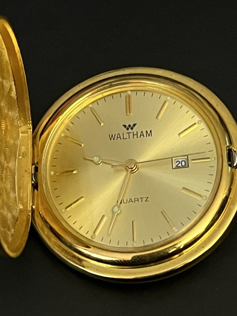 Vintage  1995 Waltham Gold-Tone Monogram UNTESTED Pocket Watch Grade