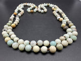 Natural Multi Gemstone Knotted Beaded NECKLACE 60”