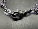 Acrylic Cable Link Chain Purple Crystal Key Pendant Necklace 17”