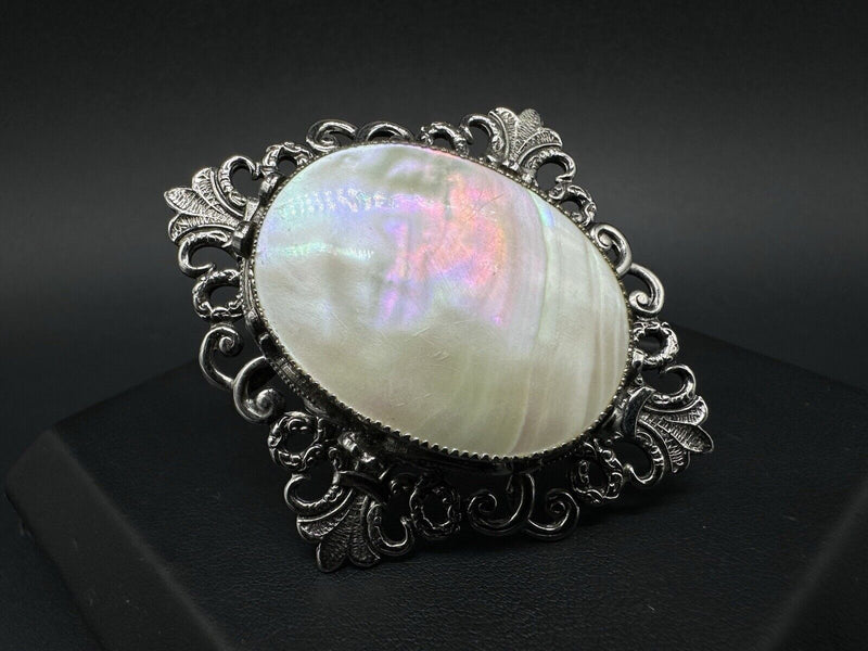 Vintage ornate paua Abalone Shell Brooch