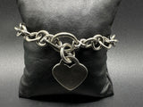 Sterling Silver Charm Chain Bracelet W/ Heart Pendant (28Gs) 8”