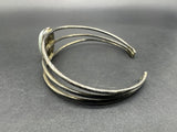 VINTAGE Sterling Silver / Green Agate Stone Ladies Cuff Bracelet 13Gs 7”