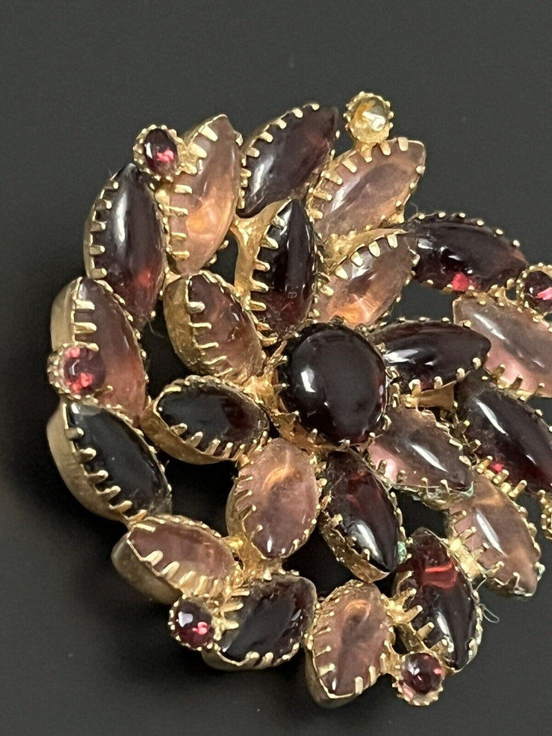 Schreiner? Purple Pink Cabochons JELLY BELLY Unsigned Brooch~ FLAWS PRESENT