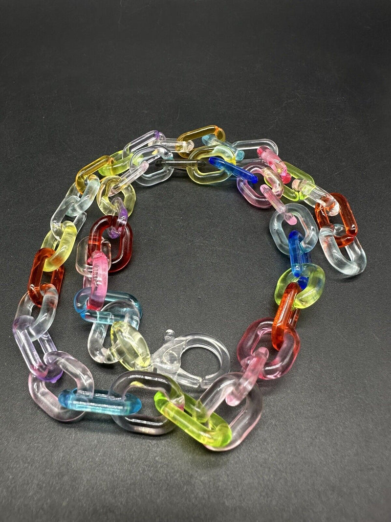 Rainbow Transparent Unisex Acrylic Cable Chain Link Necklace 21”