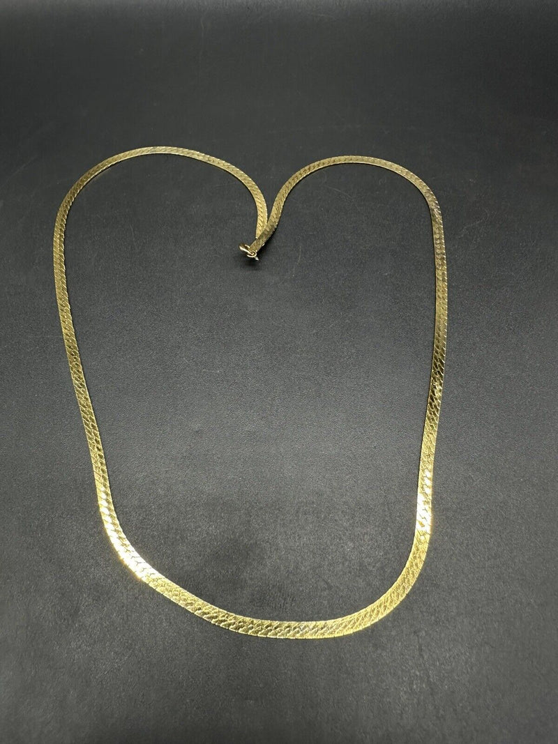 Necklace Gold Vermeil on Sterling 925 Silver Herring Bone Chain 20”