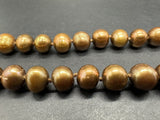 2 Strand Genuine Chocolate Pearls Beaded Bracelet Gold Tone Clasp