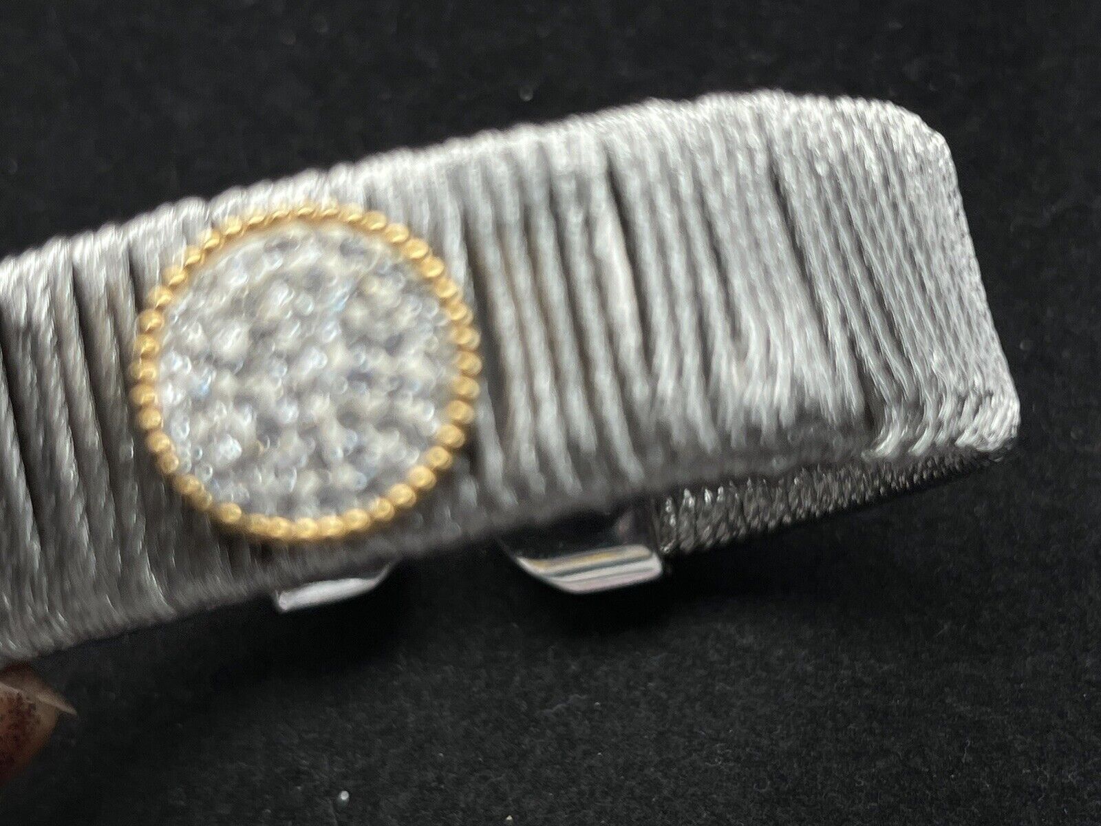 Elegant Pave Center Cuff Flexible Bracelet 7”