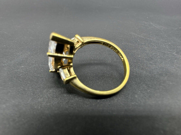 Marquise Solitaire Gold Plated 925 Sterling Silver Ring 6”